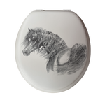 Load image into Gallery viewer, Cush'n Soft Horse Windswept on White Padded Toilet Seat