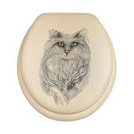 Load image into Gallery viewer, Cush'n Soft Cat on Beige Padded Toilet Seat
