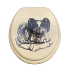 Load image into Gallery viewer, Cush'n Soft Little Lap Dog on Beige Padded Toilet Seat