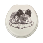 Load image into Gallery viewer, Cush'n Soft Little Lap Dog on White Padded Toilet Seat