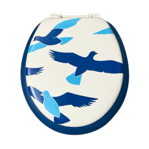Blue Birds Padded Toilet Seat