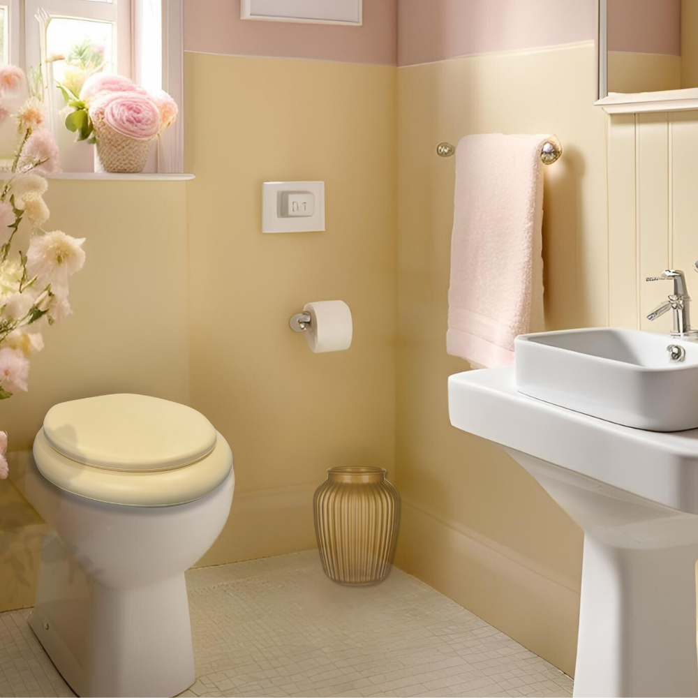 Beige Padded Toilet Seat
