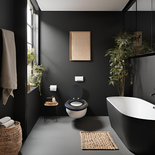 Cush'n Soft Midnight Black Padded Toilet Seat Lifestyle Image