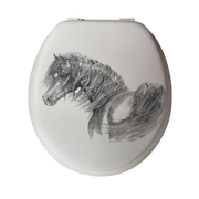 Cush'n Soft Horse Windswept on White Padded Toilet Seat