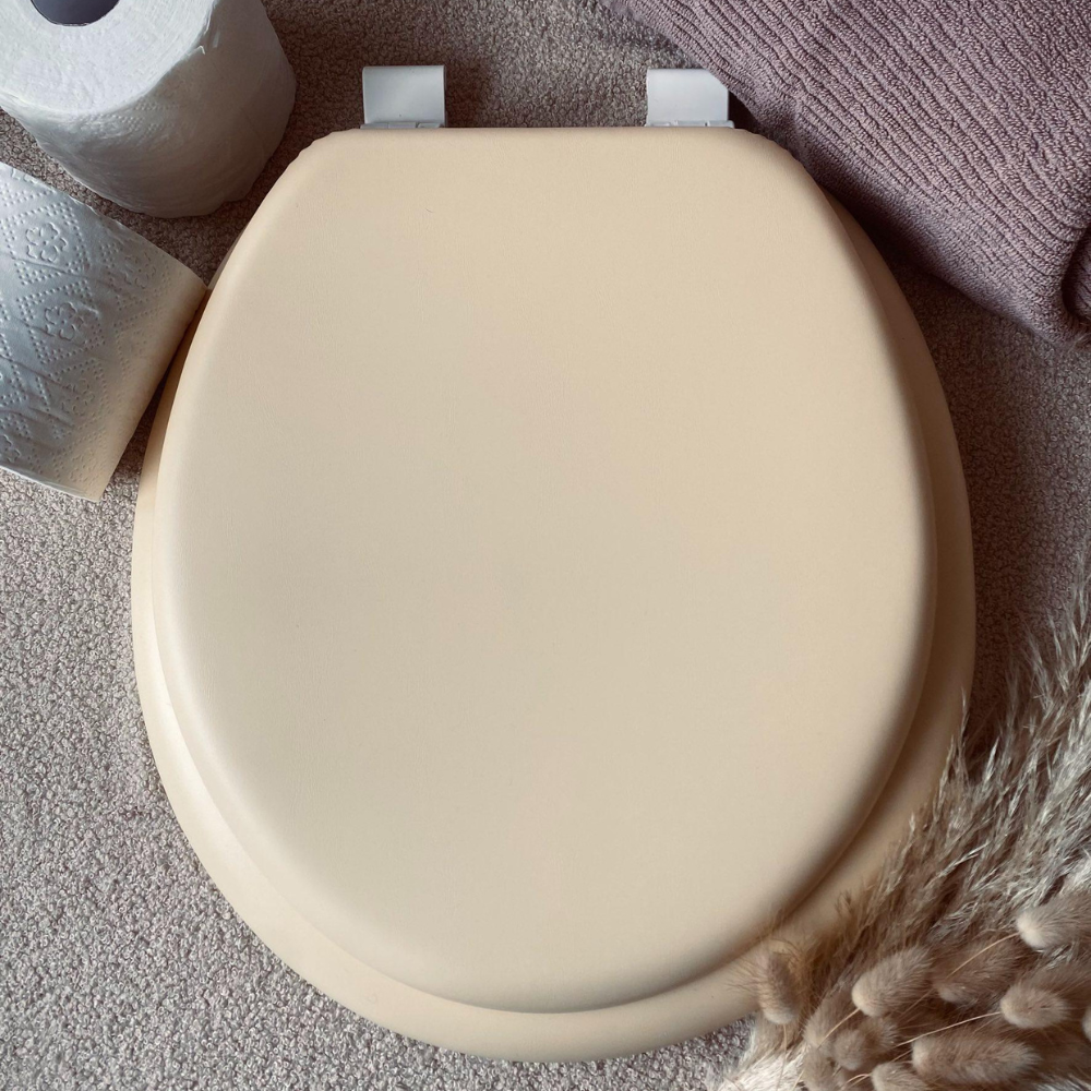 Beige Padded Toilet Seat