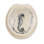 Load image into Gallery viewer, Cush&#39;n Soft Seahorse Pattern Padded Toilet Seat
