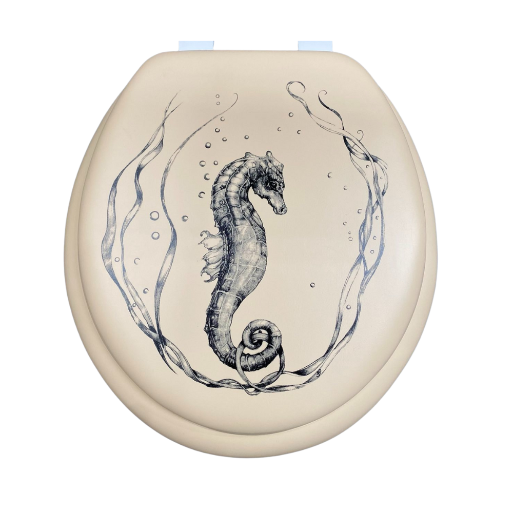 Cush'n Soft Seahorse Pattern Padded Toilet Seat