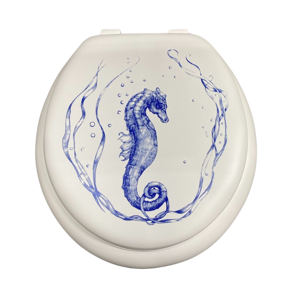 Cush'n Soft Seahorse Pattern Padded Toilet Seat