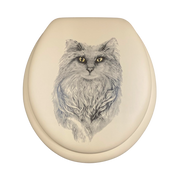 Cush'n Soft Cat on Beige Padded Toilet Seat