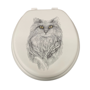 Cush'n Soft Cat on White Padded Toilet Seat