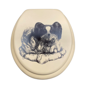 Cush'n Soft Little Lap Dog on Beige Padded Toilet Seat