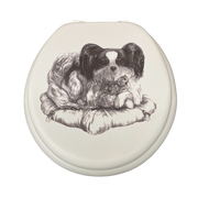 Cush'n Soft Little Lap Dog on White Padded Toilet Seat